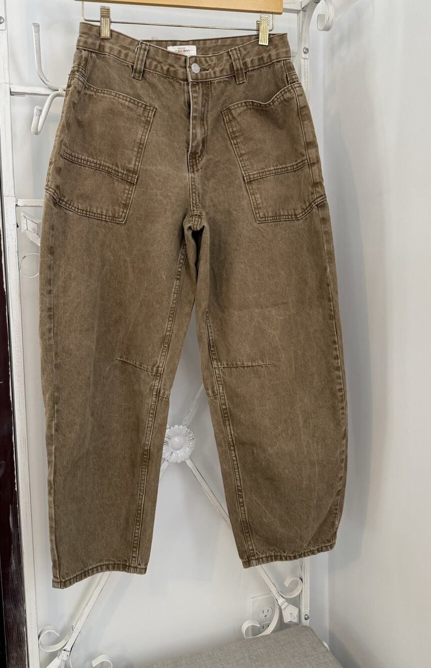 CALI 1850 Jeans Womens Brown Utility Carpenter Workwear Front Pocket Pants 9